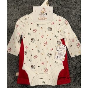 NWT Red Little Snoopy Holiday Outfit. 6-9M